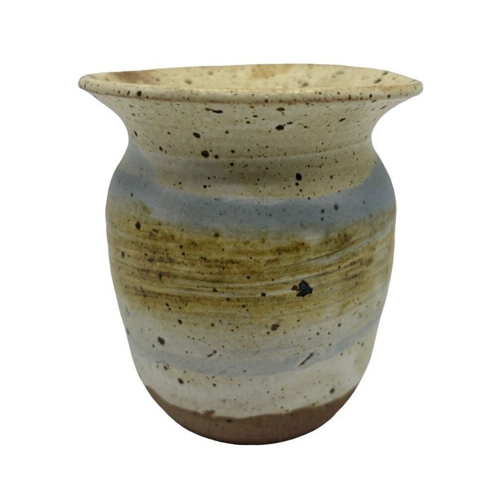 Hand Crafted Pottery Jar 4” Neutral Colors